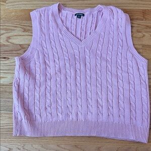 Wild Fable Light Pink V-Neck Cable Knit Vest (XXL)